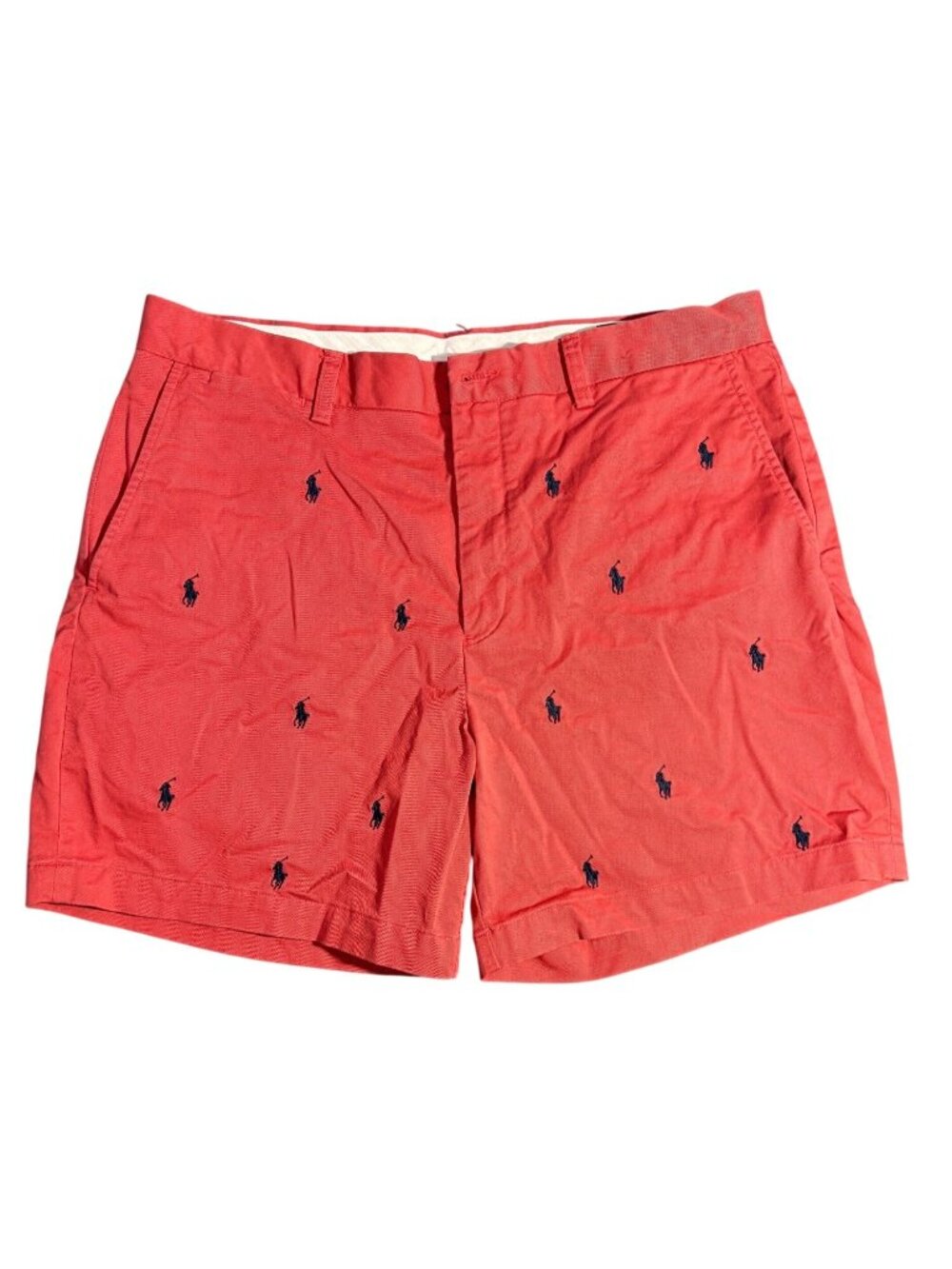 Polo Ralph Lauren Mens Red Embroidered Pony Chino Shorts Size 34 Casual Summer W